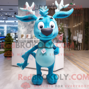 Himmelblå rensdyr maskot...