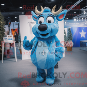 Himmelblå rensdyr maskot...