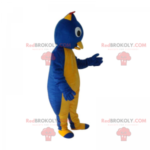 Mascote pássaro amarelo e azul - Redbrokoly.com