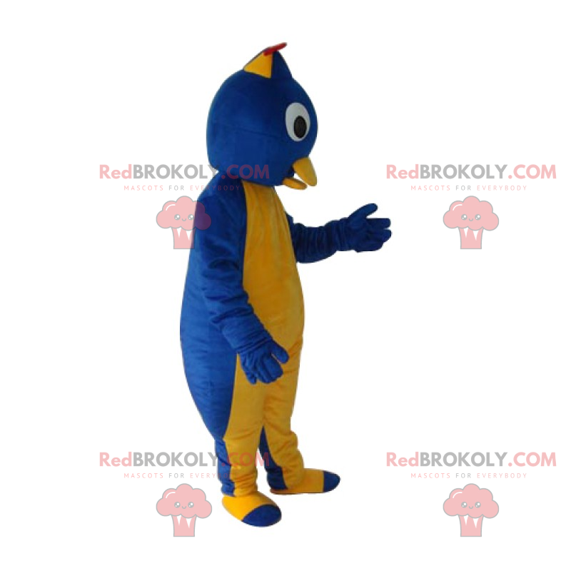 Žlutý a modrý pták maskot - Redbrokoly.com Žlutý a modrý pták maskot - Redbrokoly.com