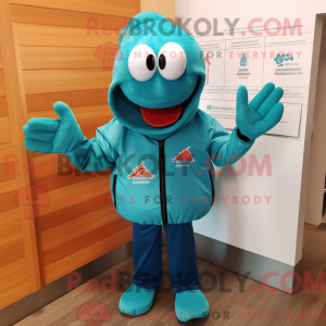 Teal Lobster mascot costume...