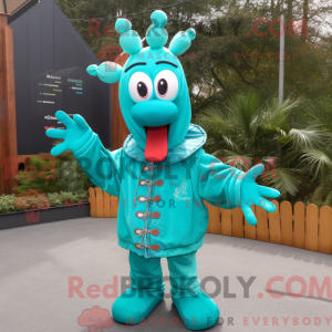 Teal Lobster Maskottchen...