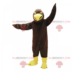 Mascote pássaro marrom e bico amarelo - Redbrokoly.com