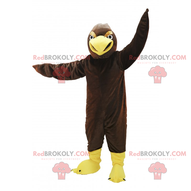 Braunes Vogelmaskottchen und gelber Schnabel - Redbrokoly.com