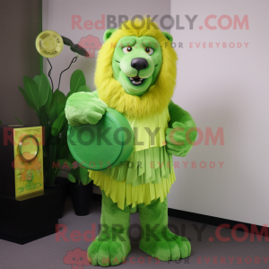 Lime Green Lion máscara de...