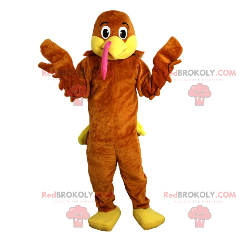 Bruine en gele vogel mascotte - Redbrokoly.com