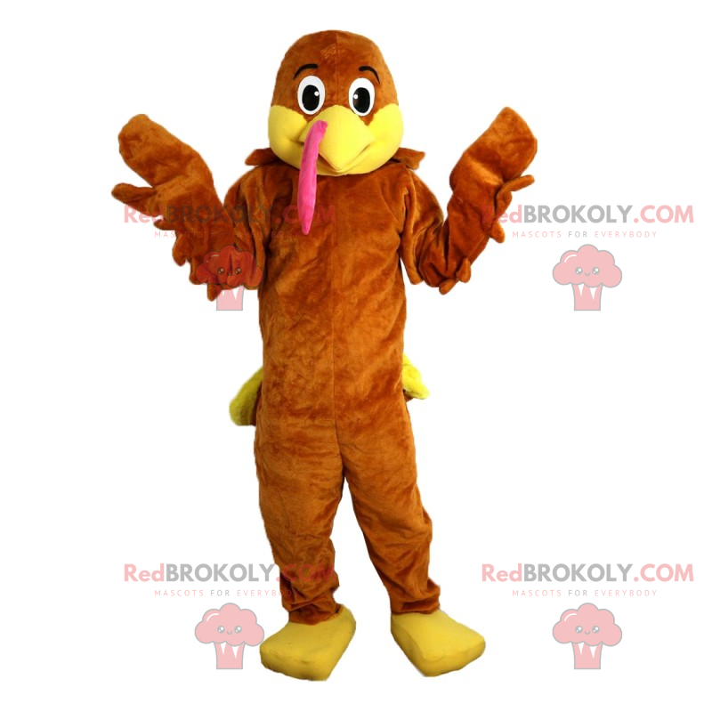 Brun och gul fågelmaskot - Redbrokoly.com Brun och gul fågelmaskot - Redbrokoly.com