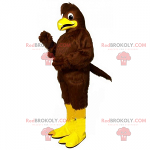 Mascote pássaro marrom e pernas amarelas - Redbrokoly.com