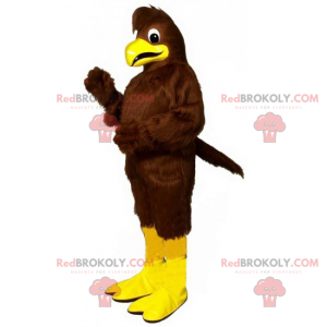 Mascotte d'oiseau marron et pattes jaunes - Redbrokoly.com