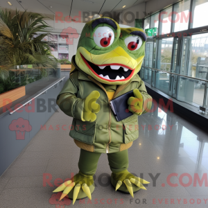 Oliven Piranha maskot...