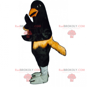 Mascotte uccello nero con piume arancioni - Redbrokoly.com