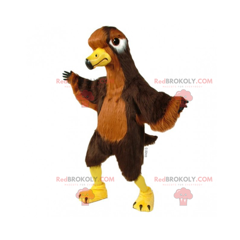 Mascote pássaro marrom e amarelo - Redbrokoly.com