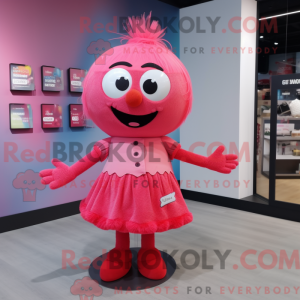 Rød Pink maskot kostume...