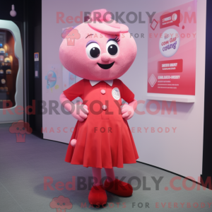 Rød Pink maskot kostume...