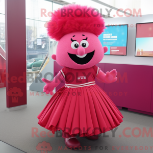 Roodroze mascottekostuum...