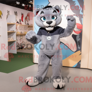 Grå Puma maskot kostyme...