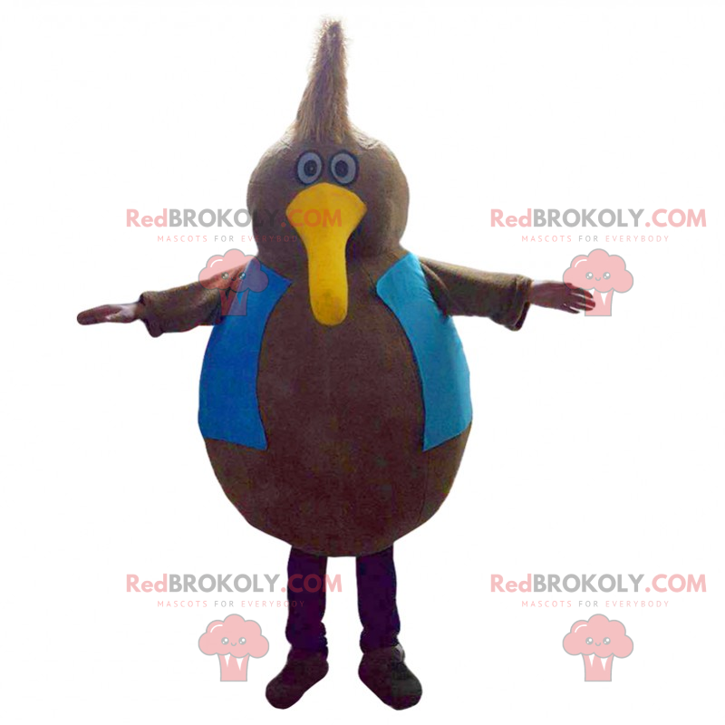 All round bird mascot with long yellow beak - Redbrokoly.com