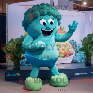 Blågrøn broccoli maskot...