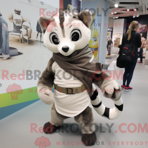 Beige Civet maskot kostume...