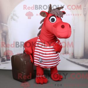 Rød Quagga maskot kostume...