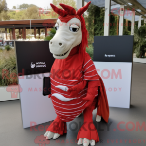 Röd Quagga maskotdraktfigur...