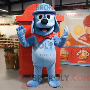 Sky Blue Hot Dog maskot...