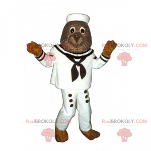 Zeeleeuw mascotte in zeemansuitrusting - Redbrokoly.com