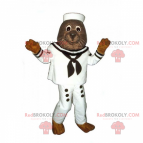 Zeeleeuw mascotte in zeemansuitrusting - Redbrokoly.com