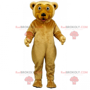 Mascotte d'ours au poil beige et yeux ronds - Redbrokoly.com