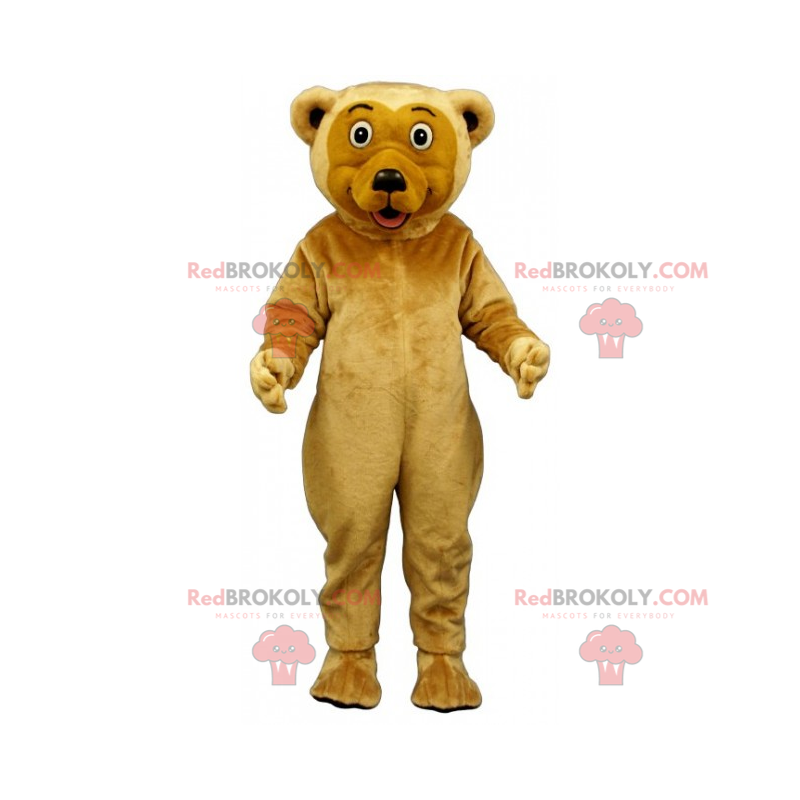 Mascotte d'ours au poil beige et yeux ronds - Redbrokoly.com