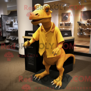 Guld Parasaurolophus maskot...