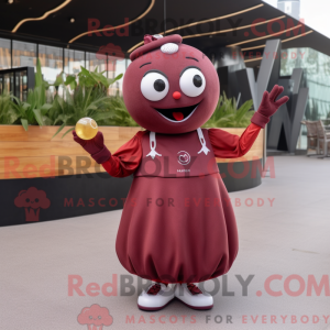 Maroon Petanque Ball maskot...