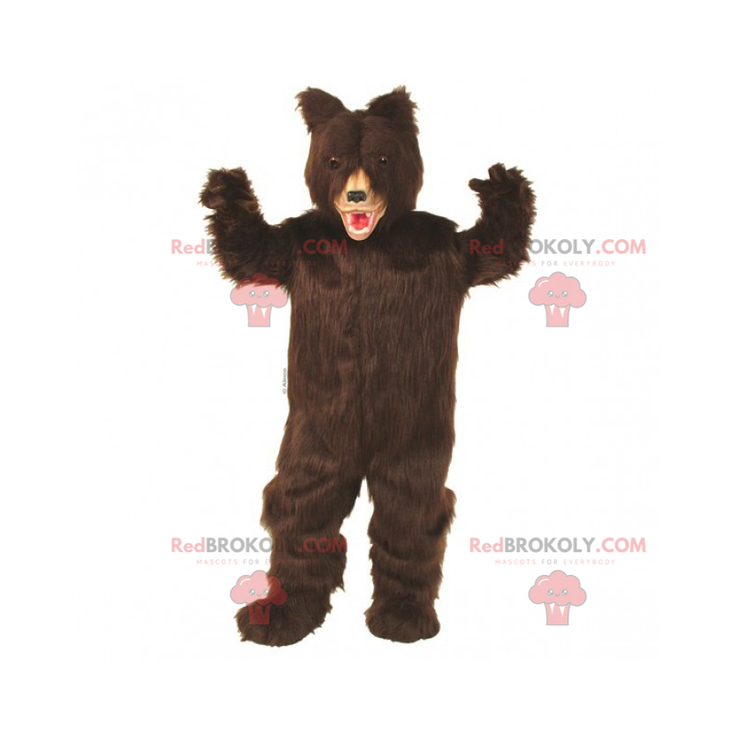 Mascotte d'ours au poil brun fonce - Redbrokoly.com