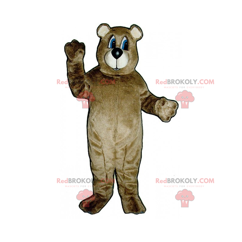 Bärenmaskottchen mit braunen Haaren und blauen Augen - Bärenmaskottchen mit braunen Haaren und blauen Augen -