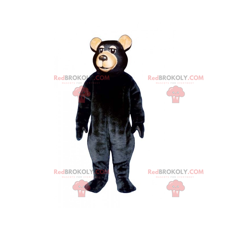 Mascote urso com cabelo preto e focinho bege - Redbrokoly.com Mascote urso com cabelo preto e focinho bege - Redbrokoly.com