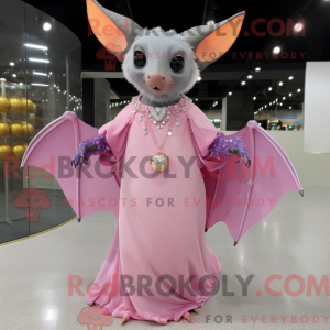 Pink Fruit Flagermus maskot...