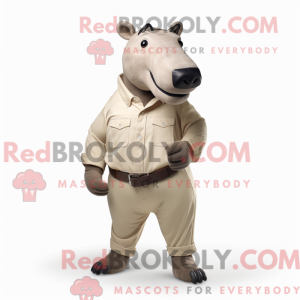 Beige Tapir maskot kostume...