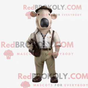 Beige Tapir maskot kostume...