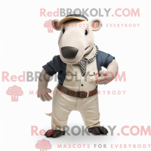 Beige Tapir maskot kostume...