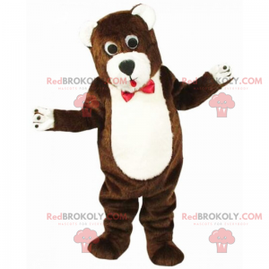 Mascote do urso com gravata borboleta vermelha - Redbrokoly.com