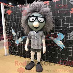 Gray Volleyball Net mascot...