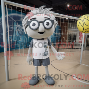 Grå Volleyball Net maskot...
