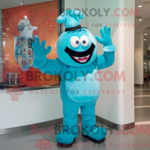 Cyan Steak maskotdraktfigur...