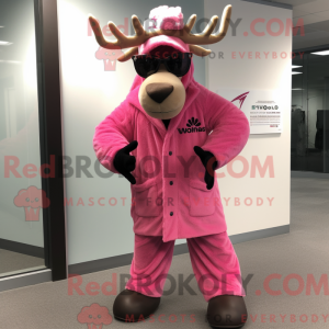 Pink Moose maskot kostume...