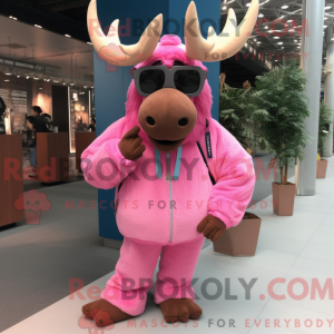 Maskottchenkostüm Rosa Elch...