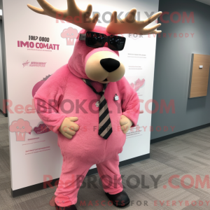 Rosa elgmaskotdraktfigur...