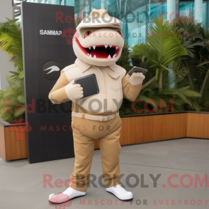 Tan Shark-mascottekostuum...
