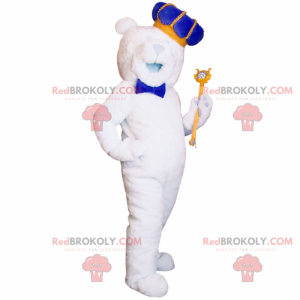 Polar bear mascot with King accessory - Redbrokoly.com