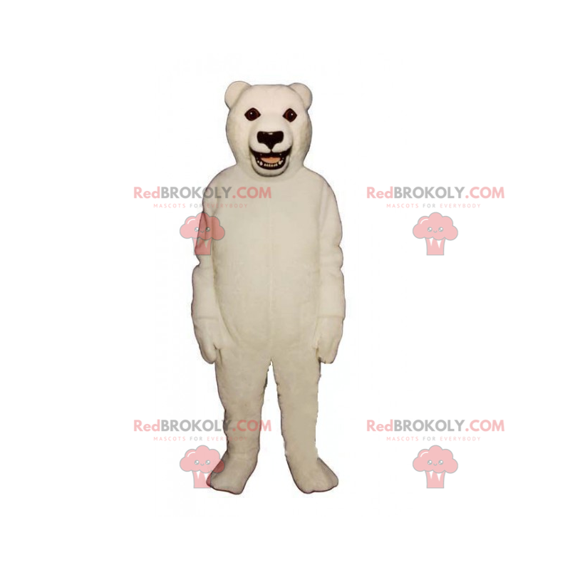 Mascotte d'ours blanc et yeux noirs - Redbrokoly.com
