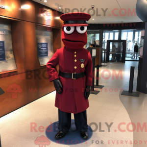Maroon Navy Soldier mascot...